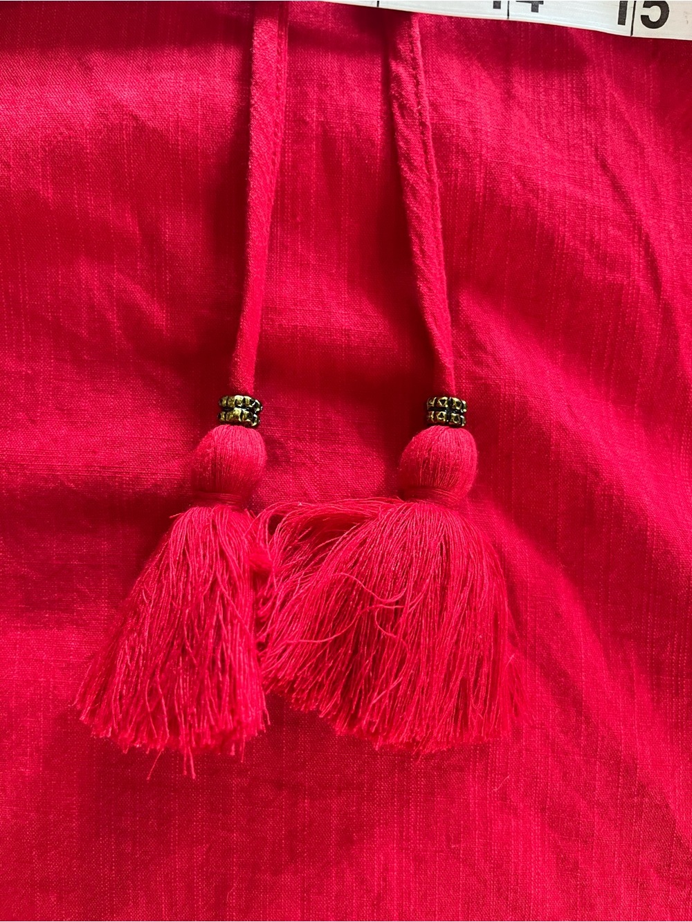 Knox Rose Vibrant Rayon/Cotton Blend Red Blouse with Tassels Size XXL - Picture 13 of 15